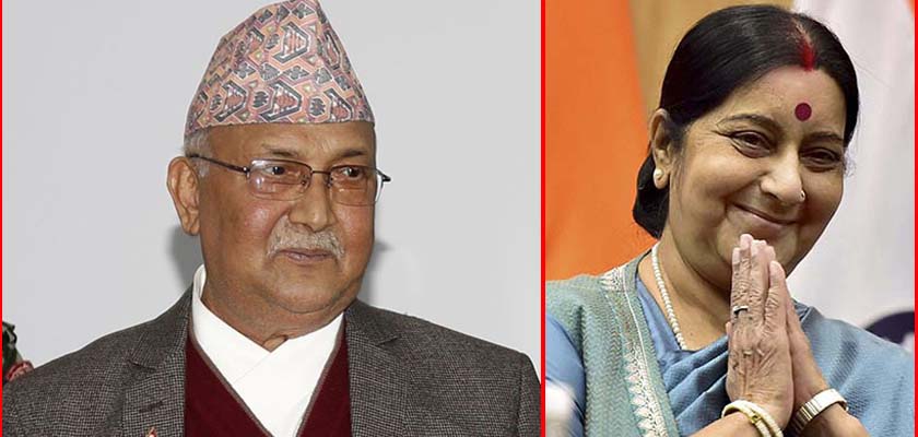 ओलीको आग्रहमा स्वराजको नेपाल भ्रमण