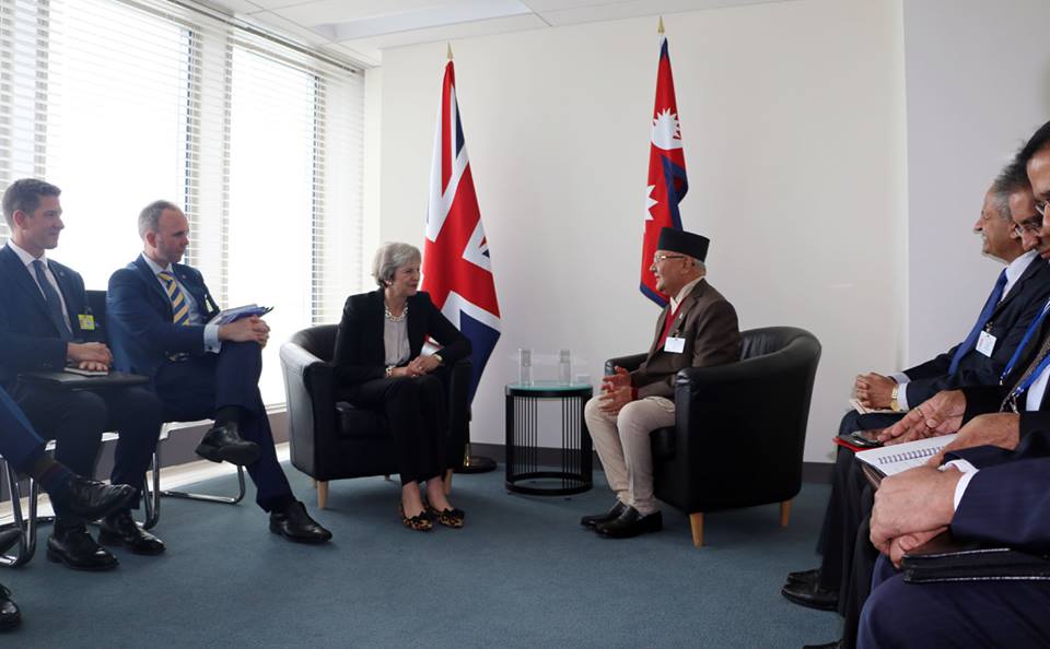 प्रधानमन्त्री ओलीको बेलायती समकक्षीसँग भेटवार्ता