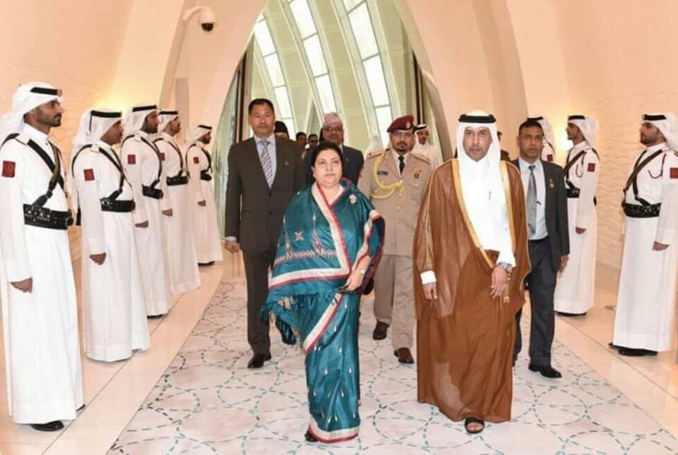 राष्ट्रपति भण्डारी र कतारका अमिरबीच भेट हुँदै