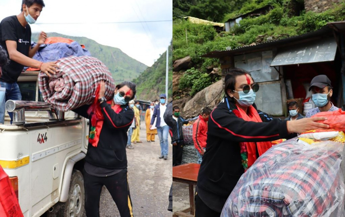 अभिनेता पल शाहले गरे कालिकोटका बाढी प्रभावितलाई सहयोग