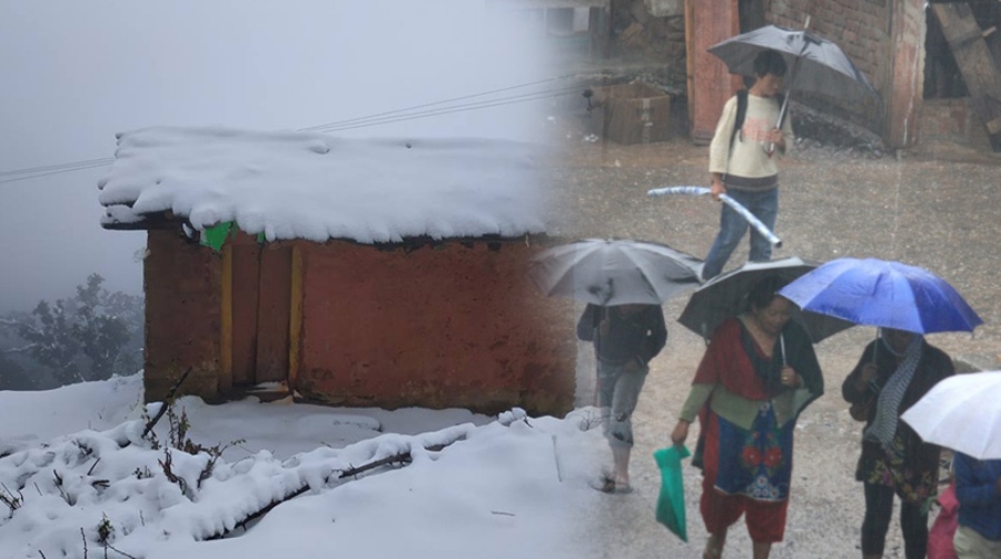 आज पश्चिमी क्षेत्रमा हिमपात र वर्षाको सम्भावना