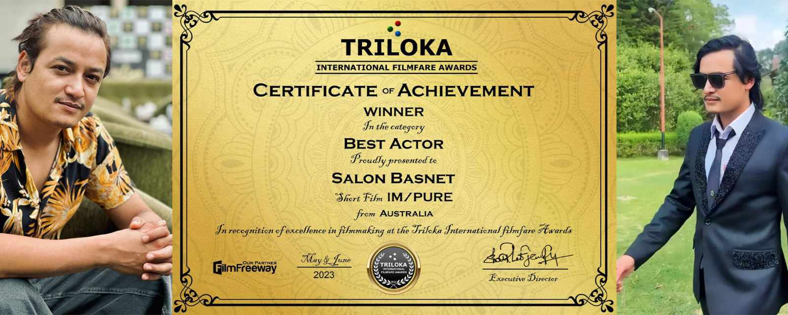 सलोन बस्नेतलाई भारतमा उत्कृष्ट अभिनेताको अवार्ड