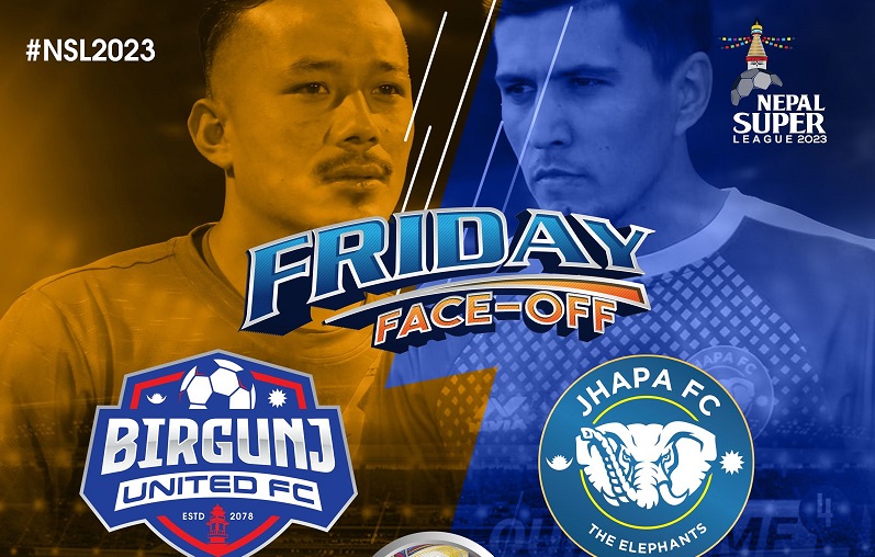 नेपाल सुपर लिगमा आजः झापा एफसी र वीरगञ्ज युनाइटेड एफसी खेल्दै