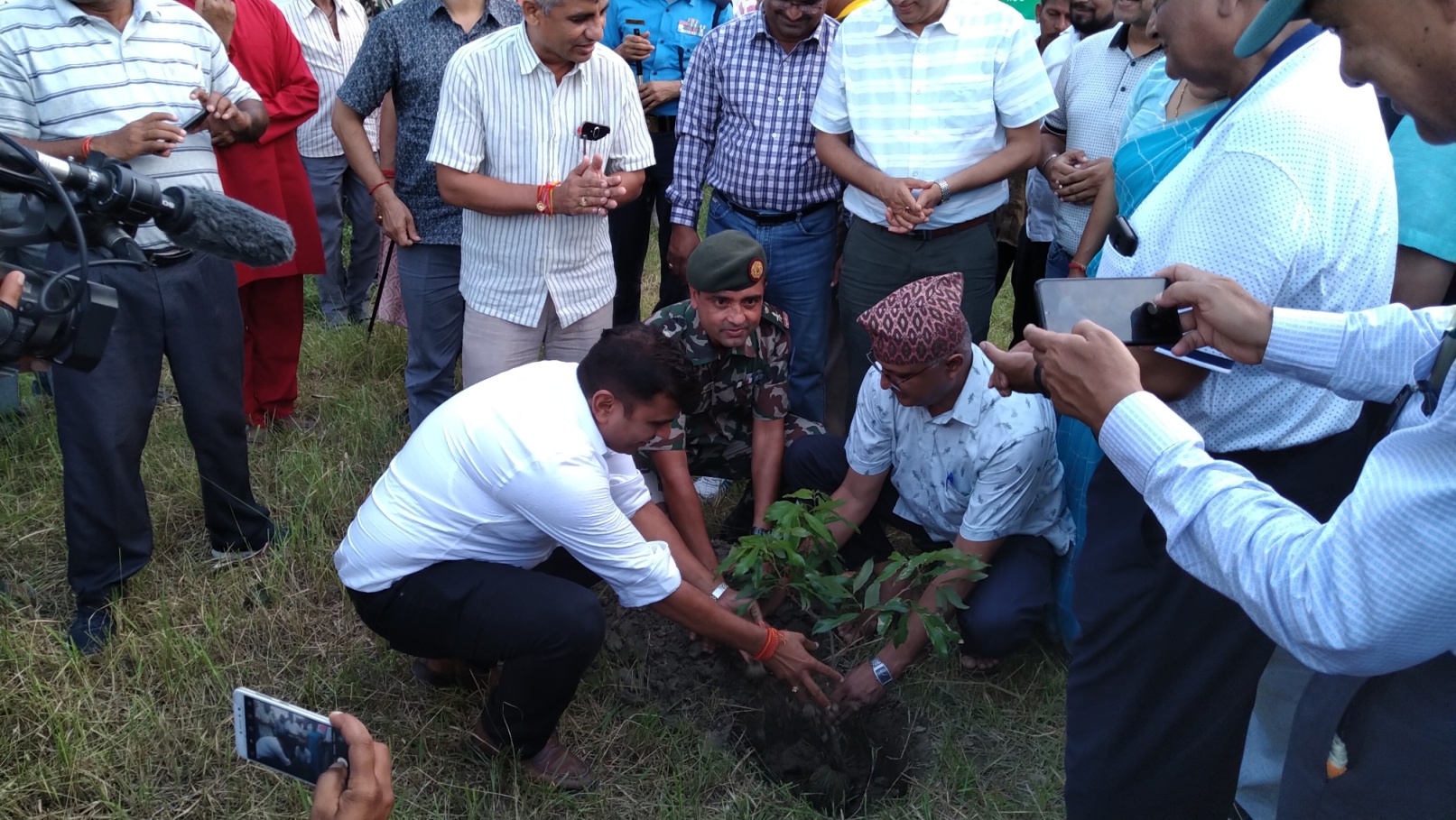 मोरङ व्यापार संघले थलाह ब्यारेकमा गर्याे वृक्षारोपण