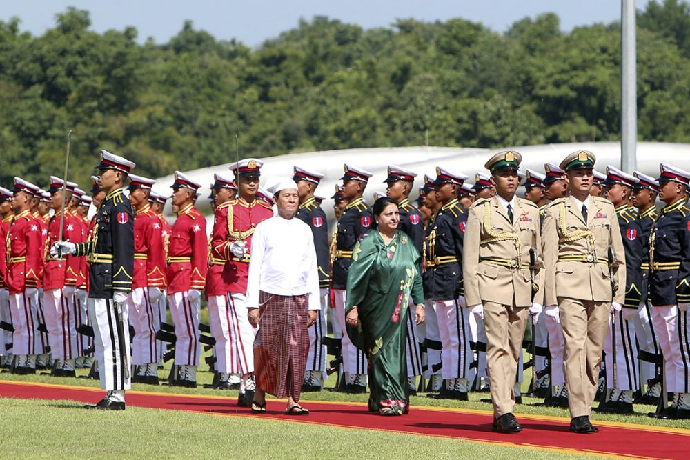 म्यानमारमा राष्ट्रपति भण्डारीलाई ‘गार्ड अफ अनर’