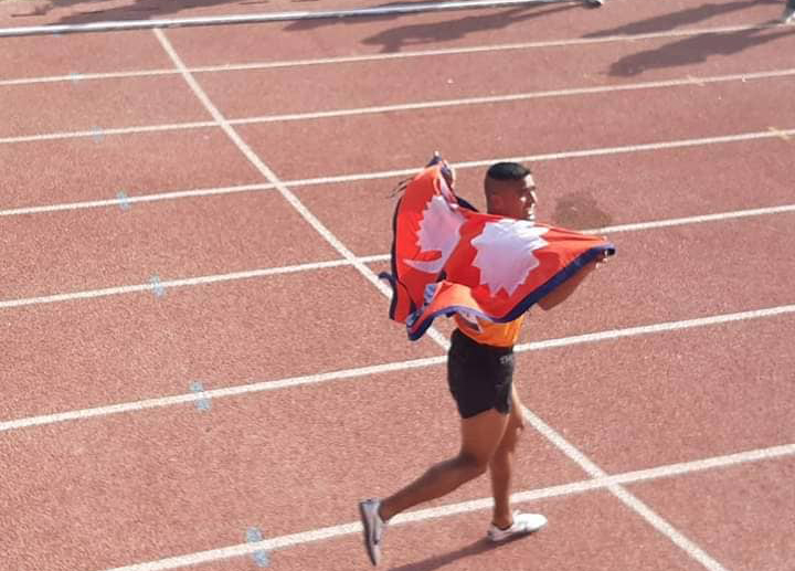 १३ औं सागमा एथलेटिक्स पुरुष पाँच हजार मिटर दौडमा नेपाललाई स्वर्ण