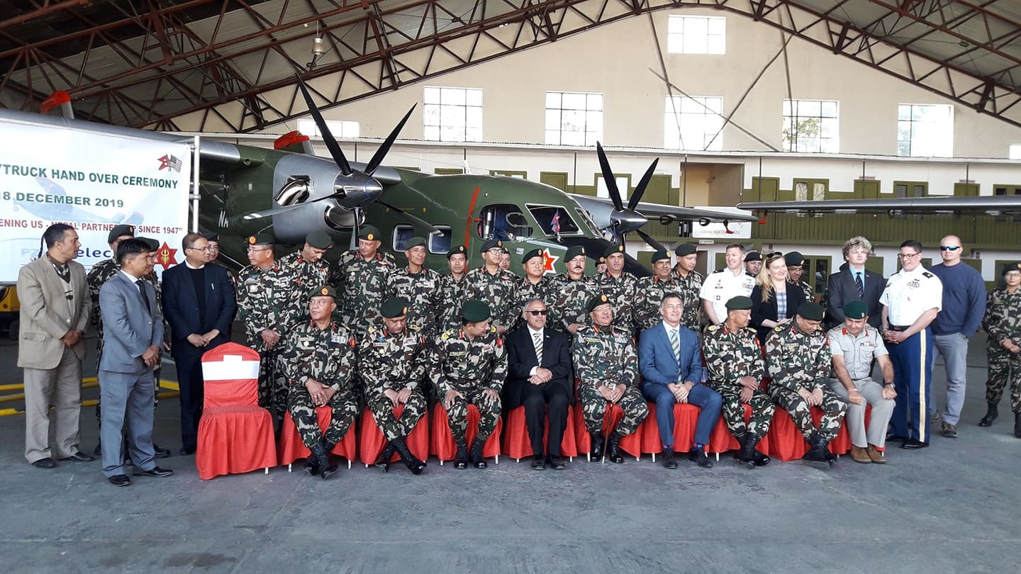 अमेरिकी अनुदानका दुई स्काइट्रक नेपाली सेनालाई हस्तान्तरण