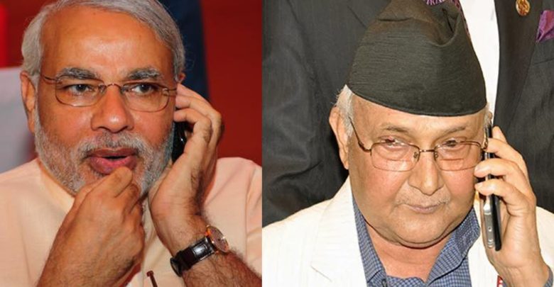 प्रधानमन्त्री ओली र मोदीबीच टेलिफोन वार्ता