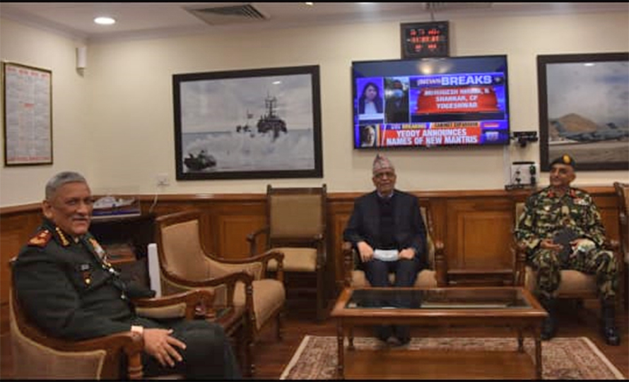 भारतका लागि नेपाली राजदूत आचार्य र भारतीय जनरल रावतबीच भेटवार्ता