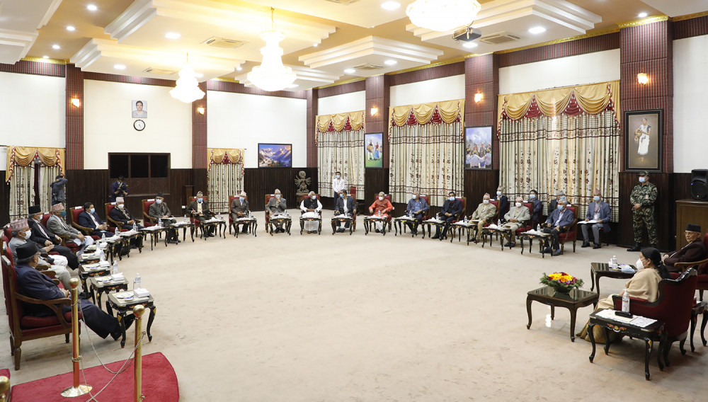 राष्ट्रपतिले बोलाएको सर्वदलिय वैठक सम्पन्न, समसामयिक विषयमा समेत कुराकानी