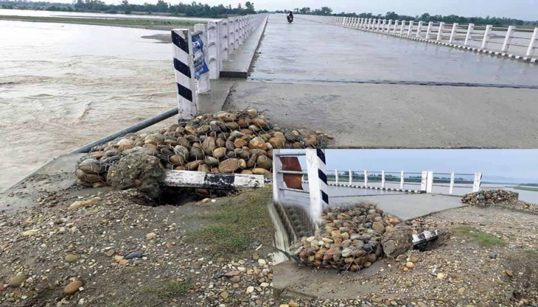 कर्णालीले सत्ती पुल कटान गरेपछि आवागमन अवरुद्ध