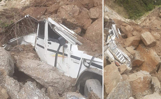 गुडिरहेको जिपमा ढुङ्गा खस्दा सहचालकको मृत्यु, चालक घाइते