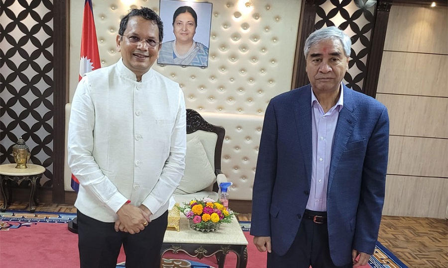 प्रधानमन्त्री देउवासँग भाजपाका विदेश विभाग प्रमुखको शिष्टाचार भेट