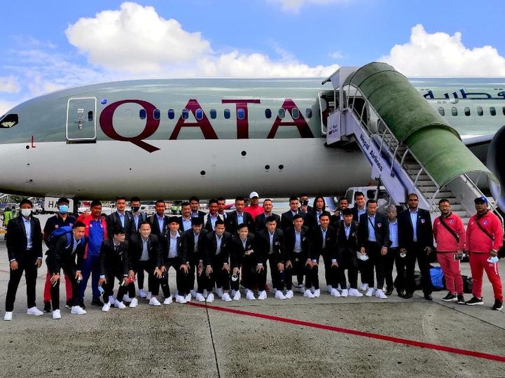 साफ च्याम्पियनसीपको तयारीका लागि राष्ट्रिय फुटबल टिम कतार प्रस्थान