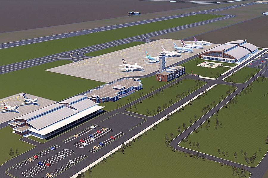 भैरहवा अन्तर्राष्ट्रिय विमानस्थलमा क्यालिब्रेसन फ्लाइट गर्दै एरो थाई