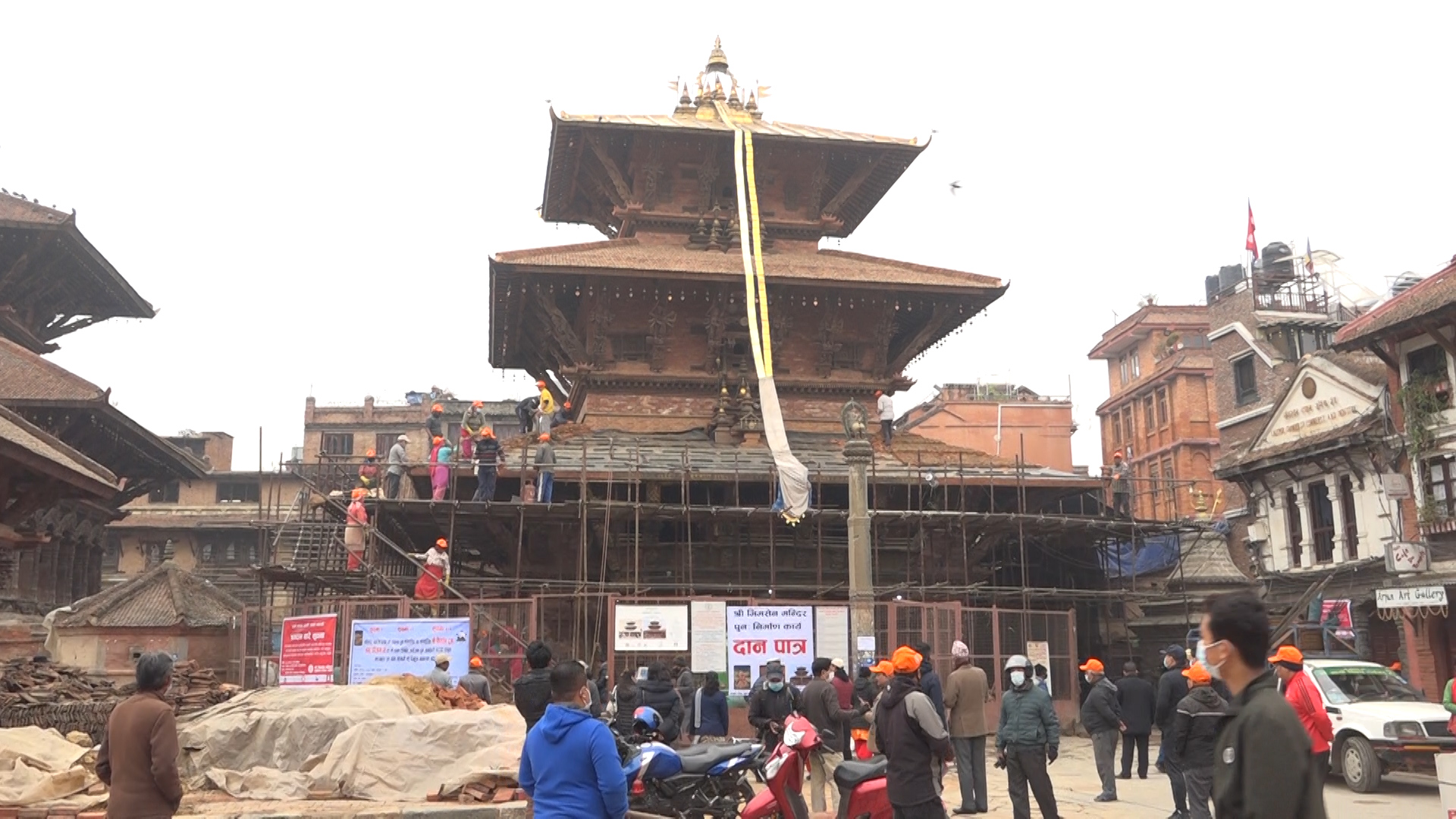 भिमसेन मन्दिरको छानो छाउनका लागि श्रमदान आह्वान