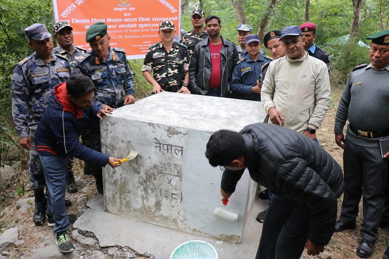 दाङ क्षेत्रमा नेपाल–भारत सीमा स्तम्भहरूको मर्मत, रङ्गरोगन सुरु