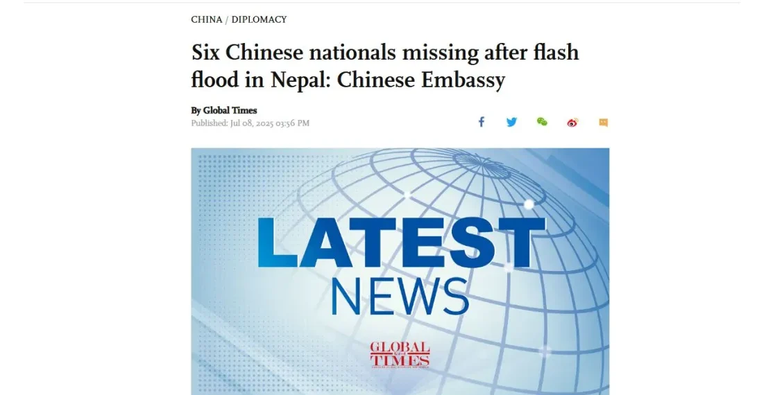 चीनमा पहिरो नेपालमा बाढी, चीनमा ११ नेपालमा २० बेपत्ता