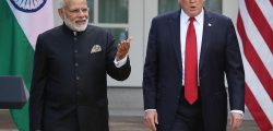 WASHINGTON, DC - JUNE 26:  U.S. President Donald Trump and Indian Prime Minister Narendra Modi walk up to deliver joint statements in the Rose Garden of the White House June 26, 2017 in Washington, DC. Trump and Modi met earlier today in the Oval Office to discuss a range of bilateral issues.  (Photo by Mark Wilson/Getty Images)