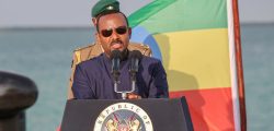 FILE PHOTO: Ethiopian Prime Minister Abiy Ahmed address the media after inspecting ongoing developments at the new 32-berth Lamu Port in Lamu County, Kenya December 9, 2020. Presidential Press Service/Handout via REUTERS THIS IMAGE HAS BEEN SUPPLIED BY A THIRD PARTY./File Photo