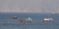 Ships and tankers in the Strait of Hormuz off the coast of Musandam, Oman, April 18, 2026. REUTERS