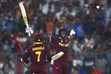during the ICC World Twenty20 India 2016 Final match between England and West Indies at Eden Gardens on April 3, 2016 in Kolkata, India.