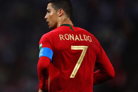 SOCHI, RUSSIA - JUNE 15:  Cristiano Ronaldo of Portugal in action during the 2018 FIFA World Cup Russia group B match between Portugal and Spain at Fisht Stadium on June 15, 2018 in Sochi, Russia.  (Photo by Dean Mouhtaropoulos/Getty Images)