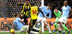 WATFORD, ENGLAND - DECEMBER 04:  Abdoulaye Doucoure of Watford scores his team's first goal during the Premier League match between Watford FC and Manchester City at Vicarage Road on December 4, 2018 in Watford, United Kingdom.  (Photo by Richard Heathcote/Getty Images)