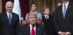 President Donald Trump is joined by the Congressional leadership and his family before formally signing his cabinet nominations into law on Jan. 20 in the President's Room of the Senate on Capitol Hill in Washington. From left are, Vice President Mike Pence, the president's wife Melania Trump, their son Barron Trump, and House Speaker Paul Ryan.