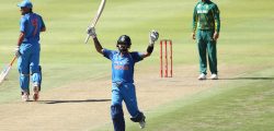 Virat Kohli (captain) of India celebrates his century during the 3rd One Day International match between South Africa and India held at the Newlands Cricket Ground in Cape Town, South Africa on the 7th February 2018

Photo by: Ron Gaunt / BCCI / SPORTZPICS