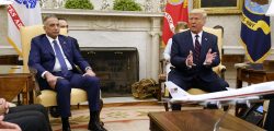 President Donald Trump meets with Iraqi Prime Minister Mustafa al-Kadhimi in the Oval Office of the White House, Thursday, Aug. 20, 2020, in Washington. (AP Photo/Patrick Semansky)