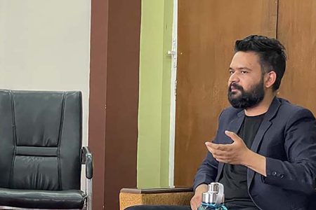 Kathmandu Metropolitan City (KMC) Mayor Balendra Shah speaking at the Ministry in Singha Durbar, Kathmandu, on Tuesday, July 19, 2022. Photo: RSS