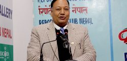 Nepal Communinst Party leader Devendra Poudel speaks at an interaction program organized by the Reporters' Club Nepal at the Exhibition Road, Bhrikutimandap, Kathmandu on Sunday, February 10, 2019. Photo: Paban Bhattarai/Reporters' Club Nepal