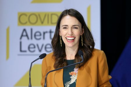 WELLINGTON, NEW ZEALAND - JUNE 08: Prime Minister Jacinda Ardern speaks to media during a post cabinet press conference at Parliament on June 08, 2020 in Wellington, New Zealand. Prime Minister Jacinda Ardern announced that New Zealand will move to COVID-19 Alert Level 1 at midnight on June 8. Alert Level 1 will see people return to work, school, sports events and domestic travel without restrictions. There will also no longer be any restrictions on numbers at mass gatherings. Controls at the borders will remain in place for all people entering New Zealand, including health screening and testing for all arrivals, and mandatory 14-day managed quarantine or isolation. There are no longer any active cases of COVID-19 in New Zealand. (Photo by Hagen Hopkins/Getty Images)