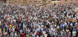 A mass protest was held against the Guthi Bill registered in the National Assembly at Patan Durbar Square, in Lalitpur, on Thursday, June 13, 2019. Photo: Naresh Krishna Shrestha/THT
