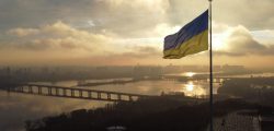 FILE PHOTO: Ukraine's biggest national flag on the country's highest flagpole is seen at a compound of the World War II museum in Kyiv, Ukraine, December 16, 2021. Picture taken with a drone.  REUTERS/Valentyn Ogirenko