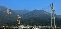 The Karnali Bridge as seen from Chisapani of Kailali district, on Sunday, November 27, 2016. Scores of tourists are seen on the bridge to enjoy the view. Photo: RSS