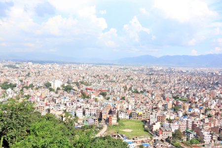 A clear blue sky as seen over the Kathmandu Valley on Tuesday, August 30, 2016. Photo: RSS