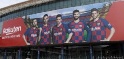 A picture shows the empty entrance to the Camp Nou stadium in Barcelona on March 13, 2020 after La Liga said Spain's top two divisions would be suspended for at least two weeks over the coronavirus outbreak. (Photo by Josep LAGO / AFP)