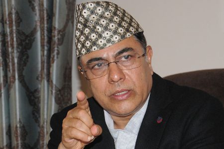 Interview with Nepal Rastra Bank Governor Chiranjibi Nepal, in Kathmandu, on Sunday, November 13, 2016. Photo: Balkrishna Thapa Chhetri/THT