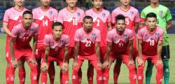 Nepal's national football team pose for a portrait prior to their game against Chinese Taipei on Tuesday, September 10, 2019. Courtesy: Suman Chapagain