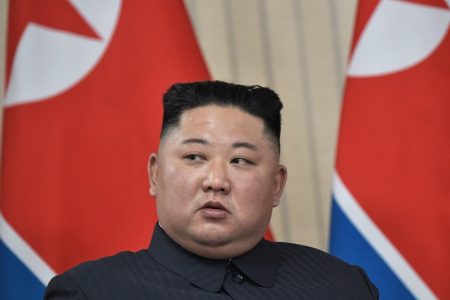 5858986 25.04.2019 North Korean leader Kim Jong Un attends a meeting with Russian President Vladimir Putin at the Far Eastern Federal University campus on Russky Island in Vladivostok, Russia. Aleksey Nikolskyi / Sputnik
