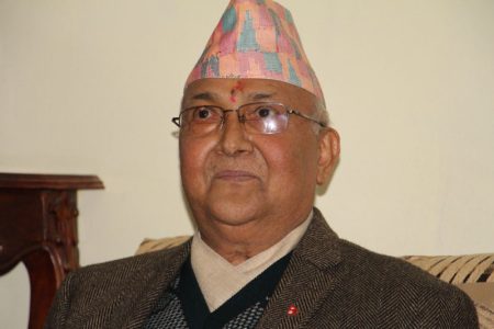 Prime Minister KP Sharma Oli at an interaction with the Reporters' Club Nepal Deusi Bhailo team, in Kathmandu, on Friday, November 13, 2015. Photo: RSS