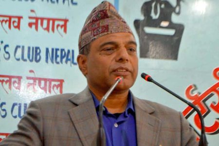 PMs-chief-political-advisor-Chakrapani-Khanal-at-reporters-club
