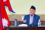 Prime Minister KP Sharma Oli organises a consultation meeting at his official residence in Baluwatar, Kathmandu, on Tuesday, September 8, 2020. The meeting seeks a solution to the psychological effect of COVID-19 pandemic on society. Photo: Rajan Kafle/PM’s Secretariat