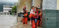 The firefighters saving 7000 people from the heavy rain in Mianning,Sichuan,China on 27th June, 2020.(Photo by TPG/cnsphotos) (TopPhoto via AP Images)
