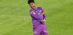 MELBOURNE, AUSTRALIA - JANUARY 24: Sandeep Lamichhane of the Hurricanes celebrates taking the wicket of Jordan Silk of the Sydney Sixers during the Big Bash League match between the Sydney Sixers and Hobart Hurricanes at Melbourne Cricket Ground, on January 24, 2021, in Melbourne, Australia. (Photo by Robert Cianflone/Getty Images)