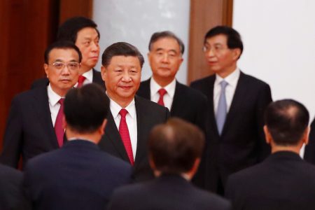 Chinese President Xi Jinping arrives for the National Day reception on the eve of the 71st anniversary of the founding of the People's Republic of China, following an outbreak of the coronavirus disease (COVID-19), in Beijing, China September 30, 2020. REUTERS/Thomas Peter