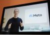 Seen on the screen of a device in Sausalito, Calif., Facebook CEO Mark Zuckerberg announces their new name, Meta, during a virtual event on Thursday, Oct. 28, 2021. Zuckerberg talked up his latest passion -- creating a virtual reality "metaverse" for business, entertainment and meaningful social interactions. (AP Photo/Eric Risberg)
