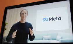 Seen on the screen of a device in Sausalito, Calif., Facebook CEO Mark Zuckerberg announces their new name, Meta, during a virtual event on Thursday, Oct. 28, 2021. Zuckerberg talked up his latest passion -- creating a virtual reality "metaverse" for business, entertainment and meaningful social interactions. (AP Photo/Eric Risberg)